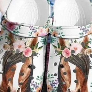 Horse Flowers Crocs Crocband Clog Clog Comfortable For Mens And Womens Classic Clog Water