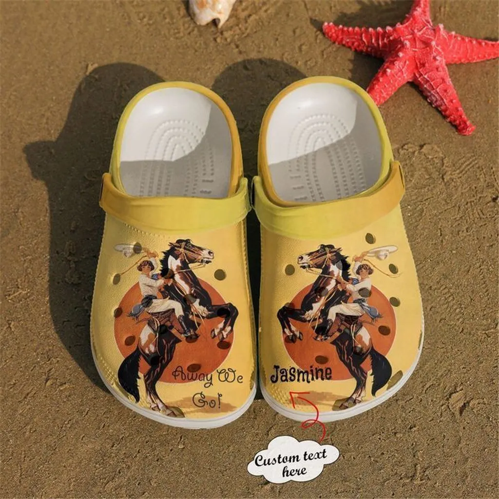 Horse Personalized Away We Go Crocs Classic Clogs