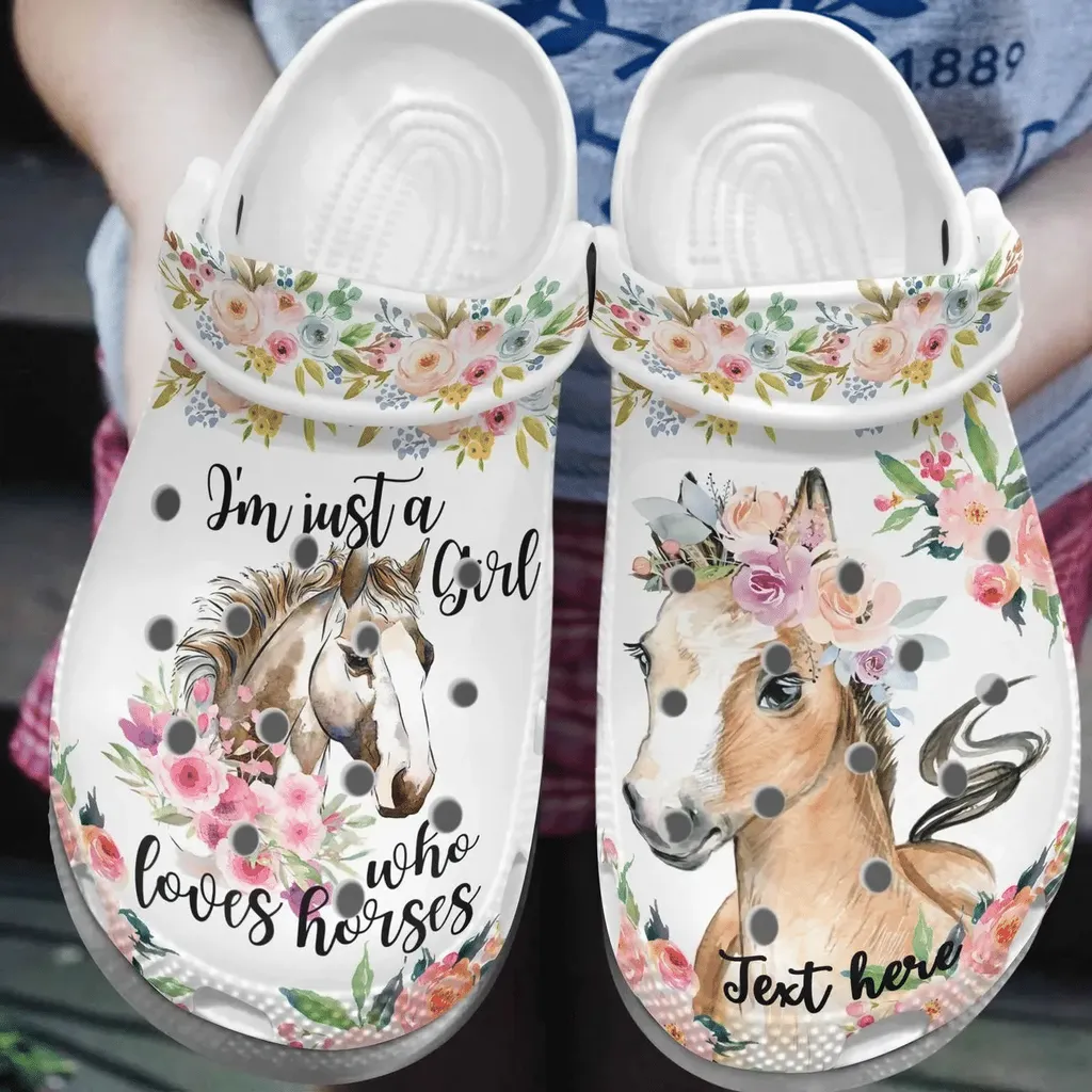 Horse Personalized Clog Custom Crocs Comfortablefashion Style Comfortable For Women Men Kid Print 3D Horse Flower