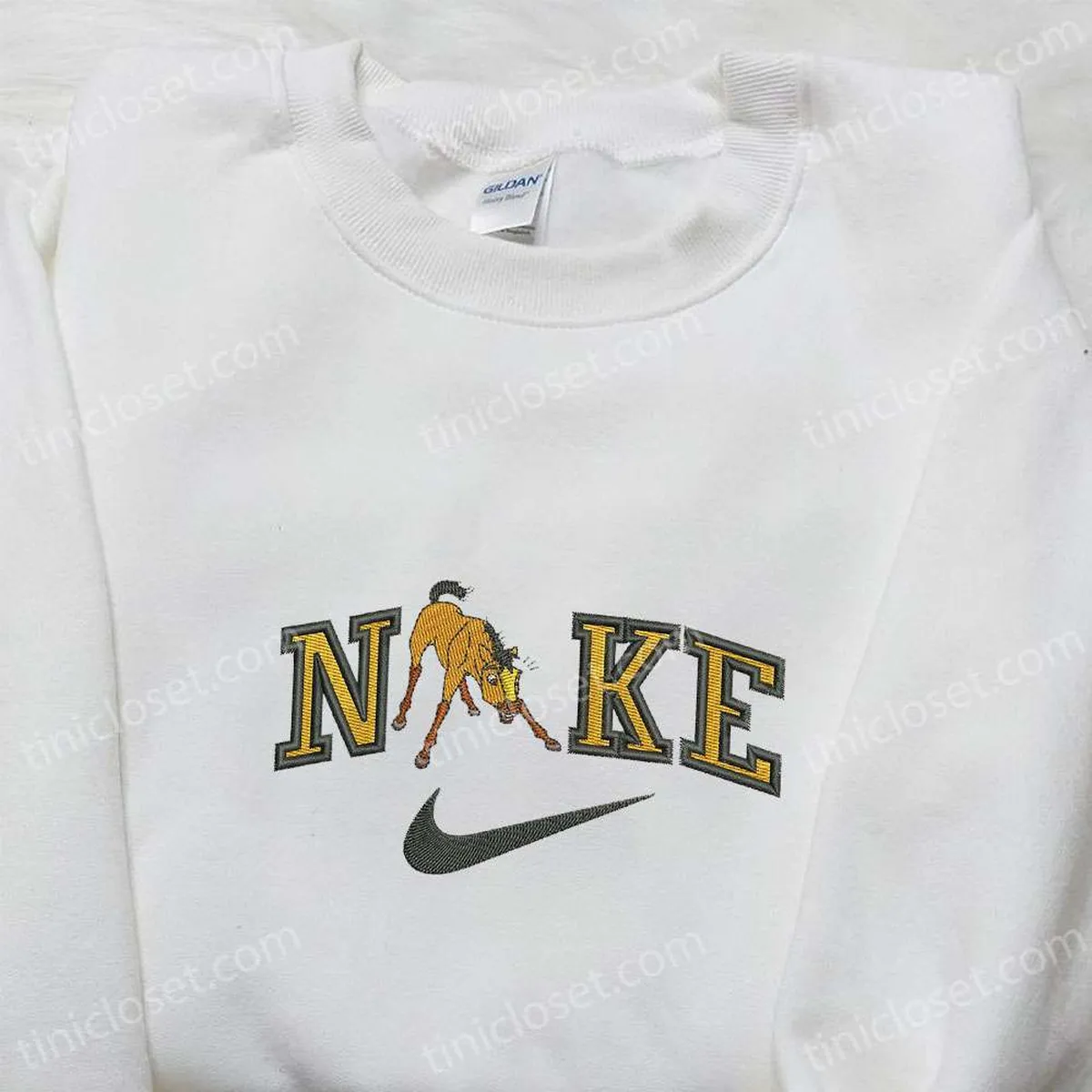 Horse x Nike Embroidered Shirt, Animal Embroidered Hoodie, Nike Inspired Embroidered Sweatshirt