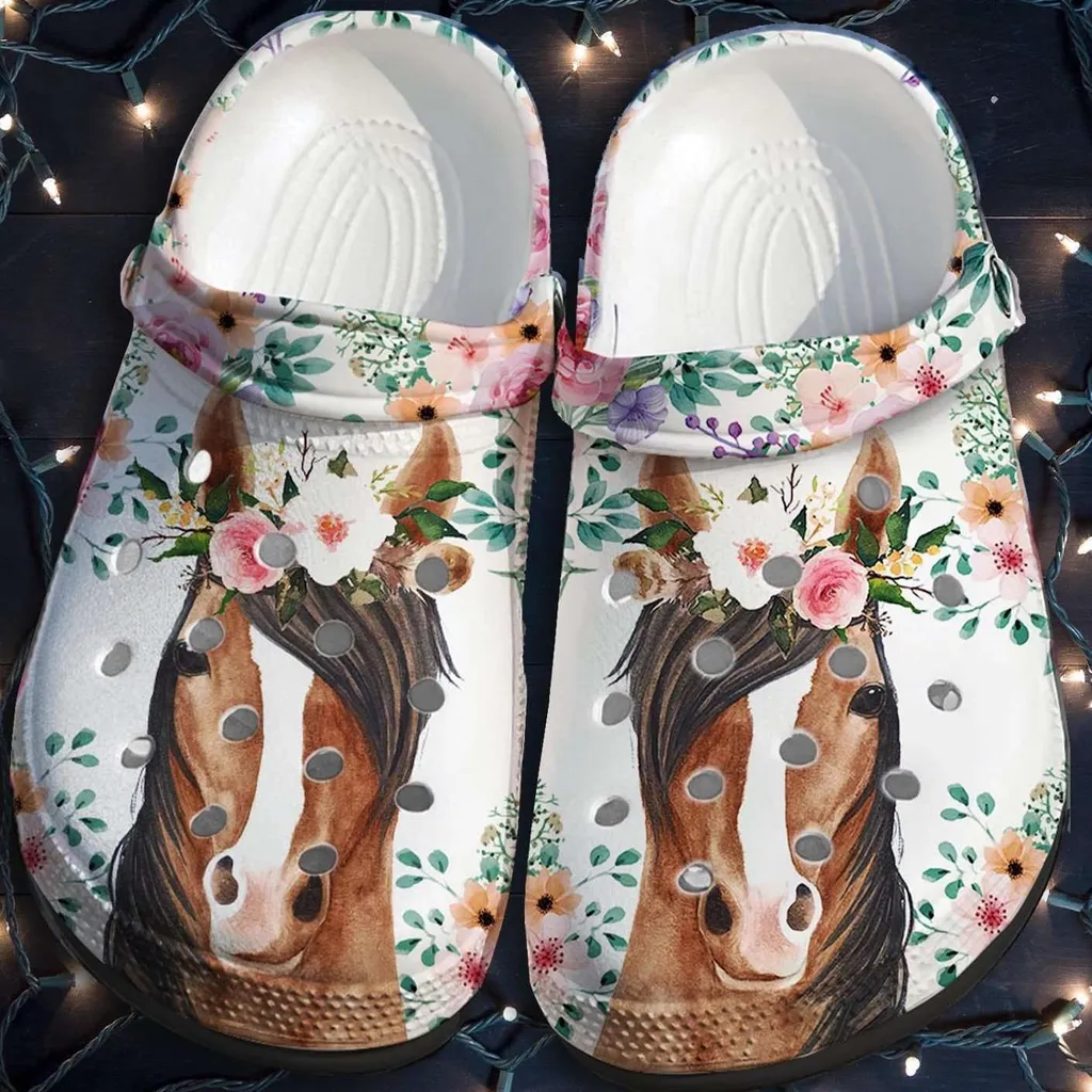 Horses Flower Floral Crocs Crocband Clog