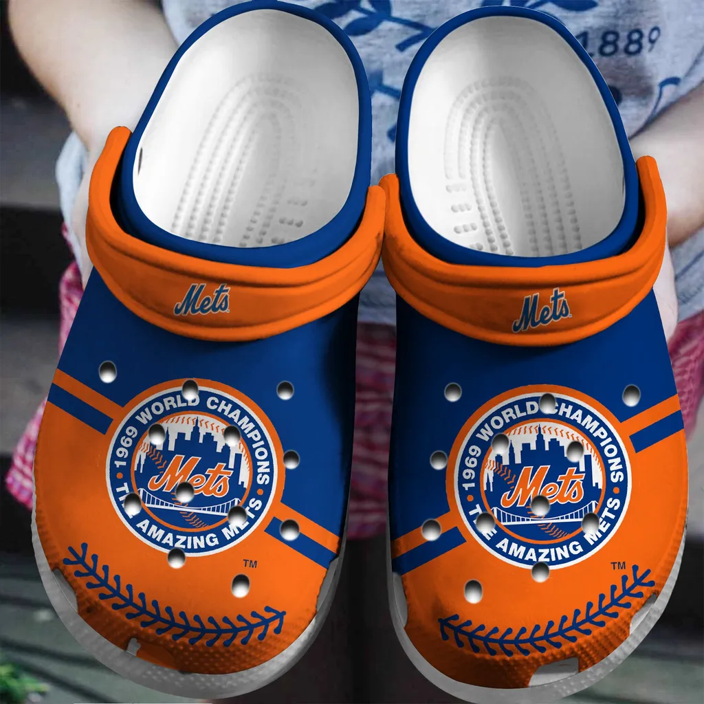 Hot Mlb Team New York Mets Orange-Blue Crocs Clog