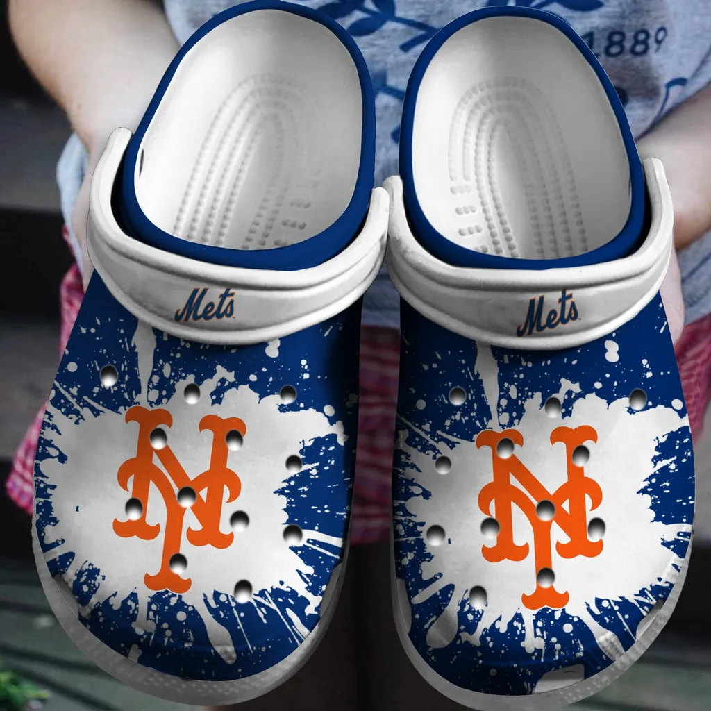 Hot Mlb Team New York Mets White-Blue Crocs Clog