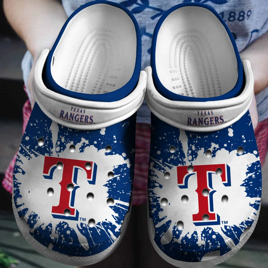 Hot Mlb Team Texas Rangers Blue-White Crocs Clog