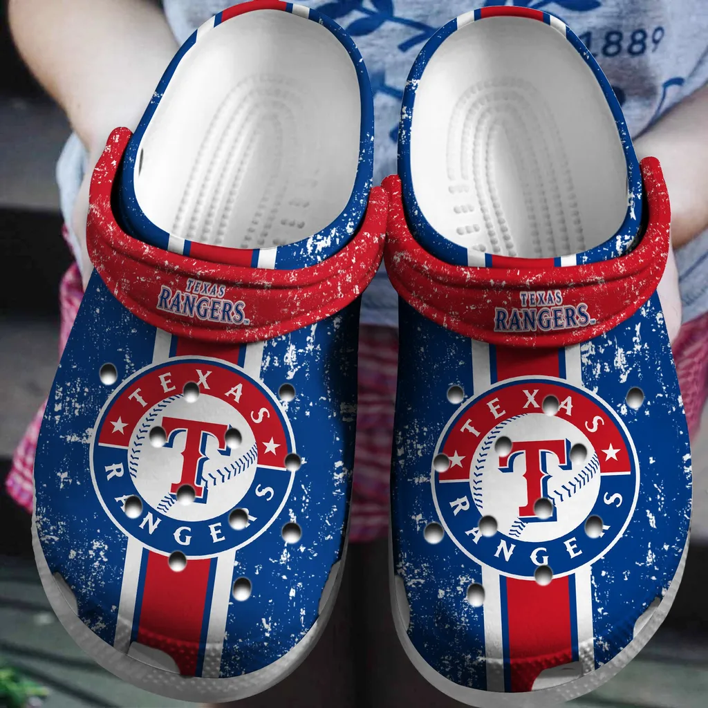 Hot Mlb Team Texas Rangers White-Blue Crocs Clog