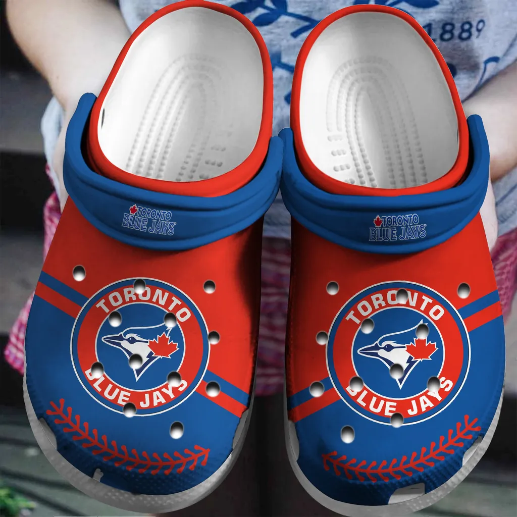 Hot Mlb Team Toronto Blue Jays Red-Blue Crocs Clog