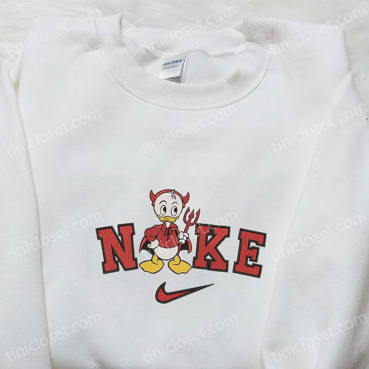 Huey Duck Devil Halloween x Nike Embroidered Sweatshirt, Walt Disney Characters Embroidered Shirt, Best Halloween Gift Ideas