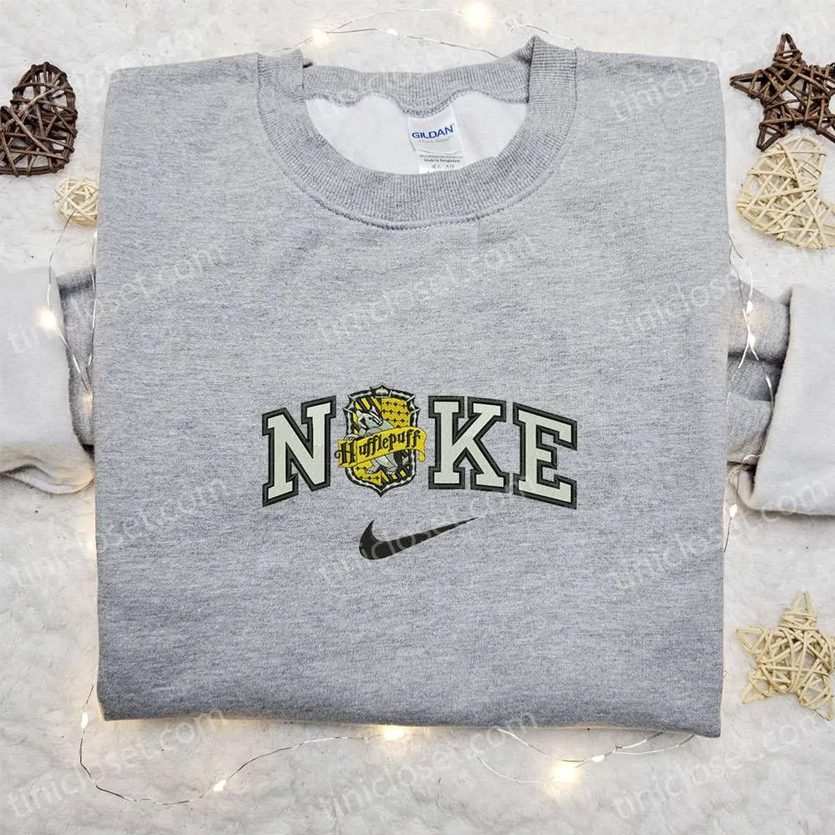 Hufflepuff Logo x Nike Embroidered Shirt, Harry Potter Movie Embroidered Hoodie, Nike Inspired Embroidered Sweatshirt