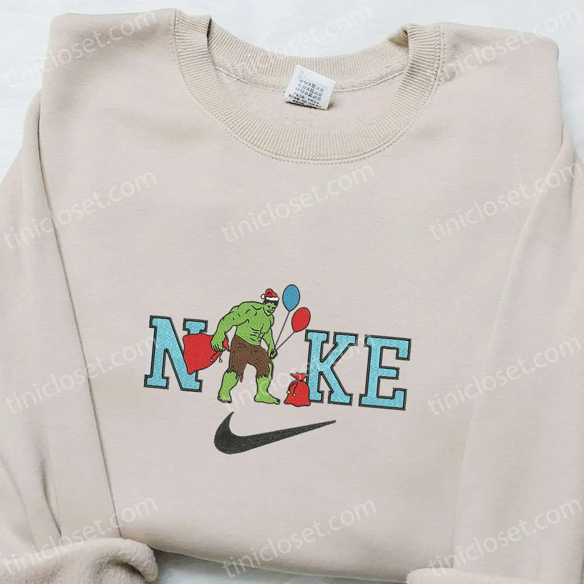 Hulk Christmas x Nike Embroidered Sweatshirt, Christmas Embroidered Shirt, Best Christmas Gift Ideas