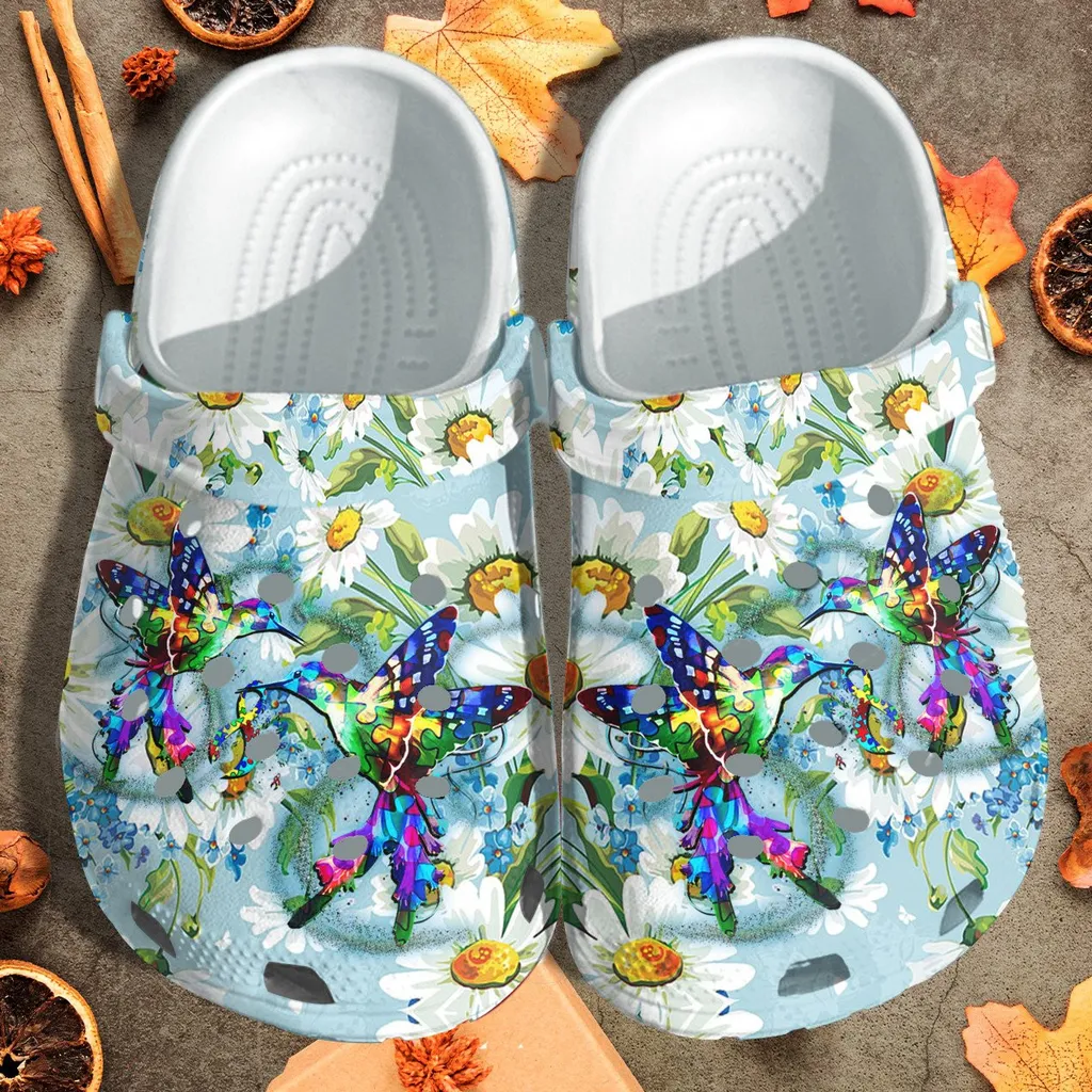 Humming Birds Autism Daisy Flower Style Crocs