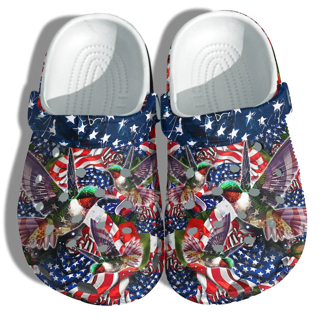 Hummingbird Flower America Flag