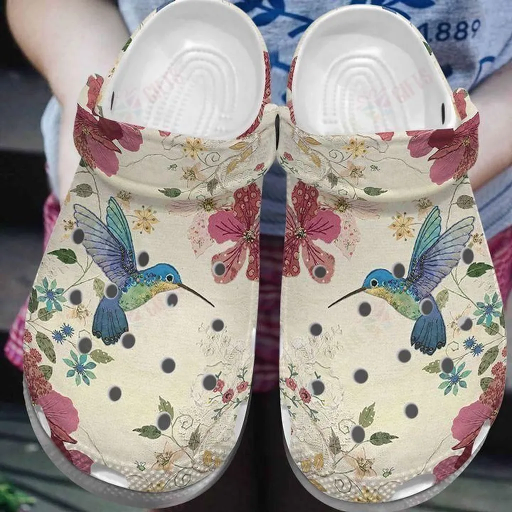 Hummingbird Gorgeous Hummingbird Crocs, Personalized Crocs Classic Clogs