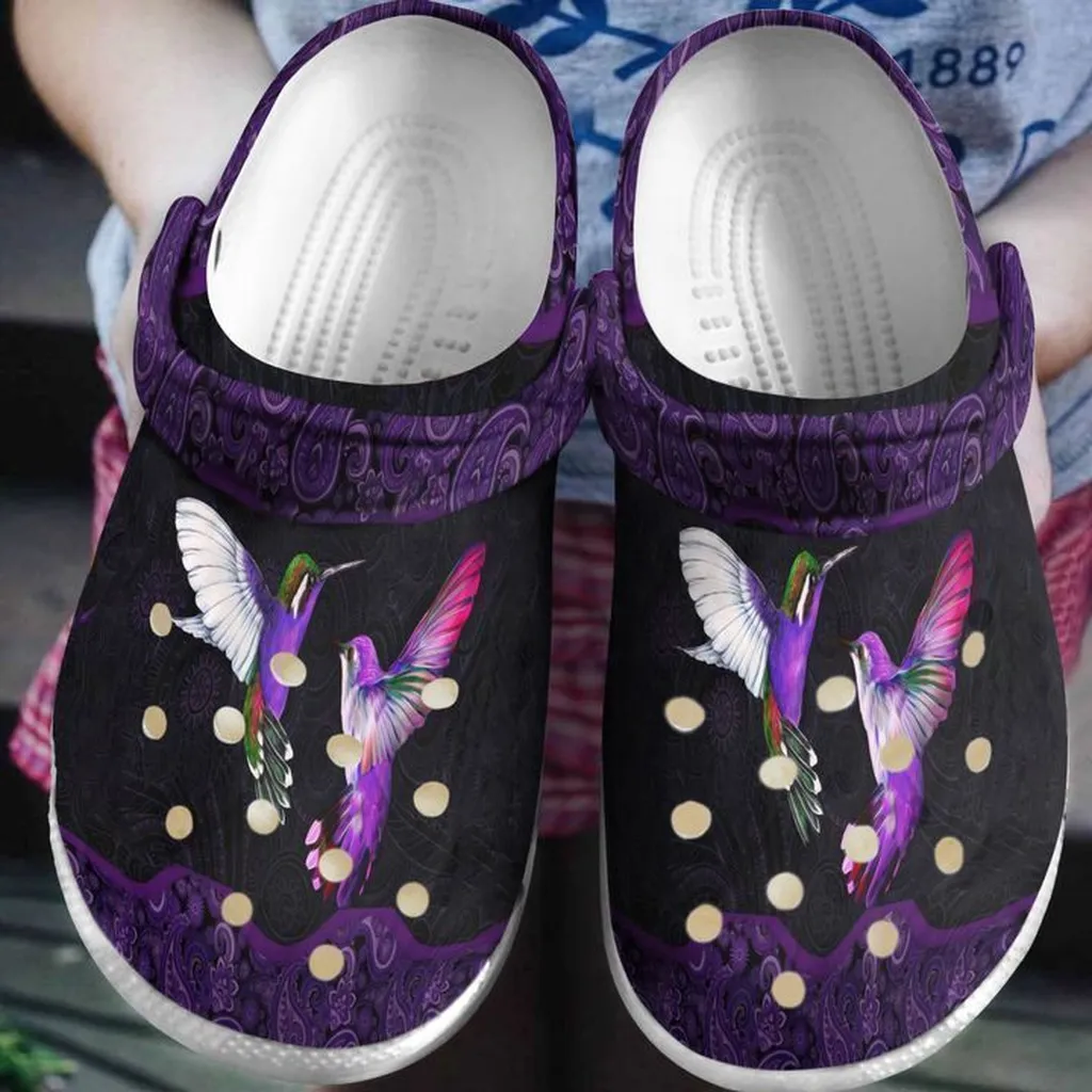 Hummingbird Purple Mandala Crocs Classic Clogs