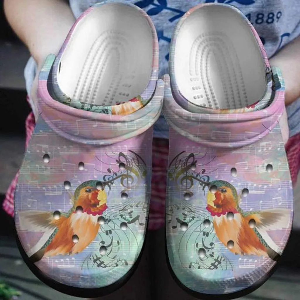 Hummingbird With Staves Rubber Crocs Clog