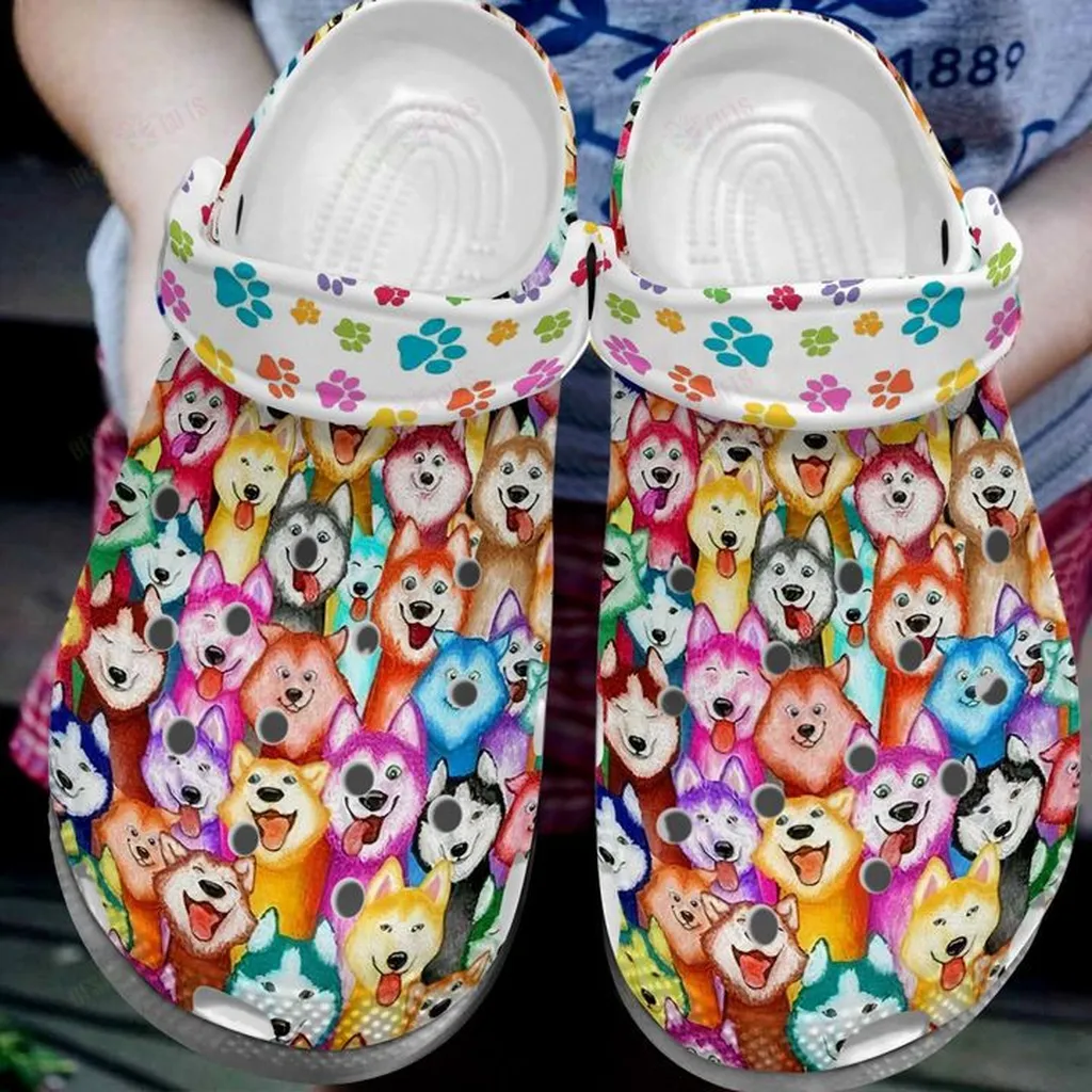 Husky Colorful Huskies Crocs Classic Clogs