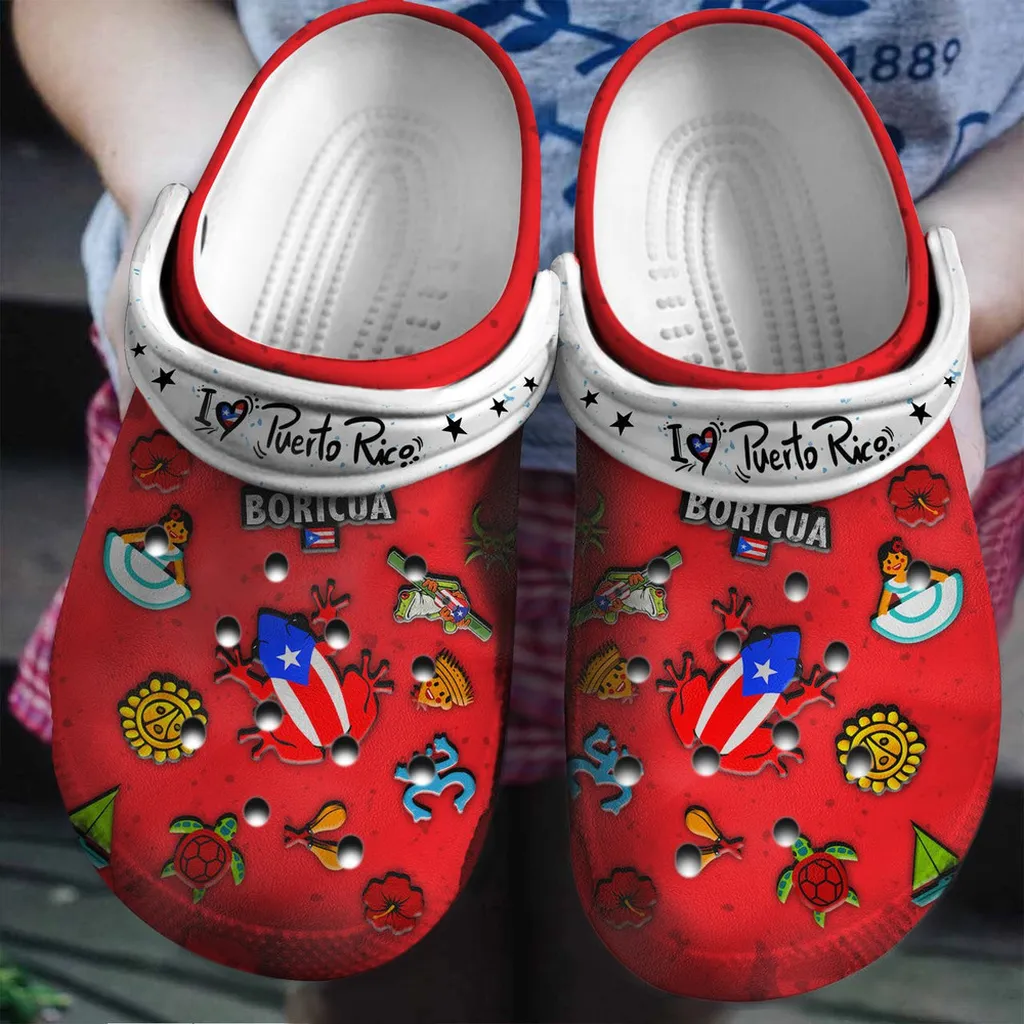 I Love Puerto Rico Gift For Fan Classic Water Rubber Crocs Clog