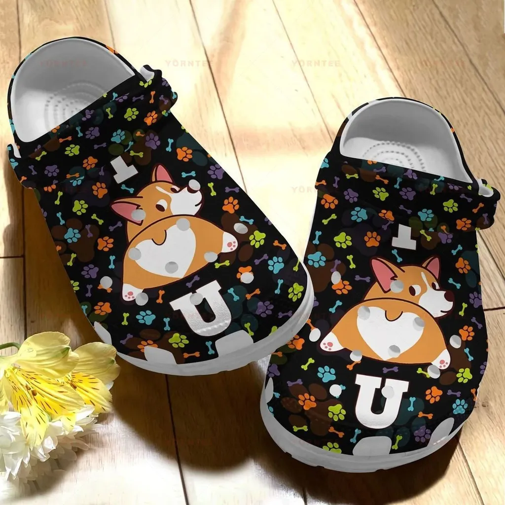 I Love You Corgi Icon Gift For Lover Rubber Crocs Clog