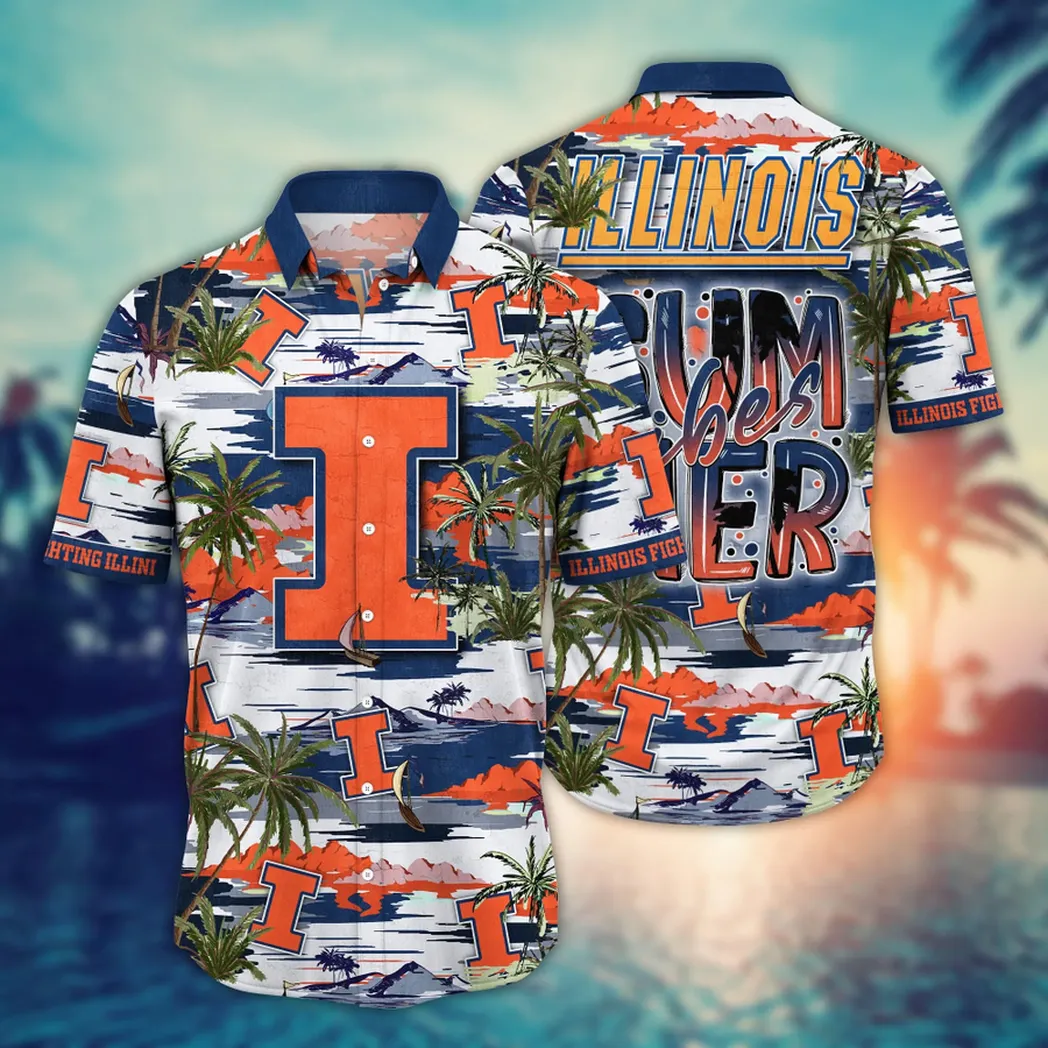 Illinois Fighting Illini NCAA Flower Aloha Hawaiian Shirt, Summer Football Shirts VPHWA2451153960