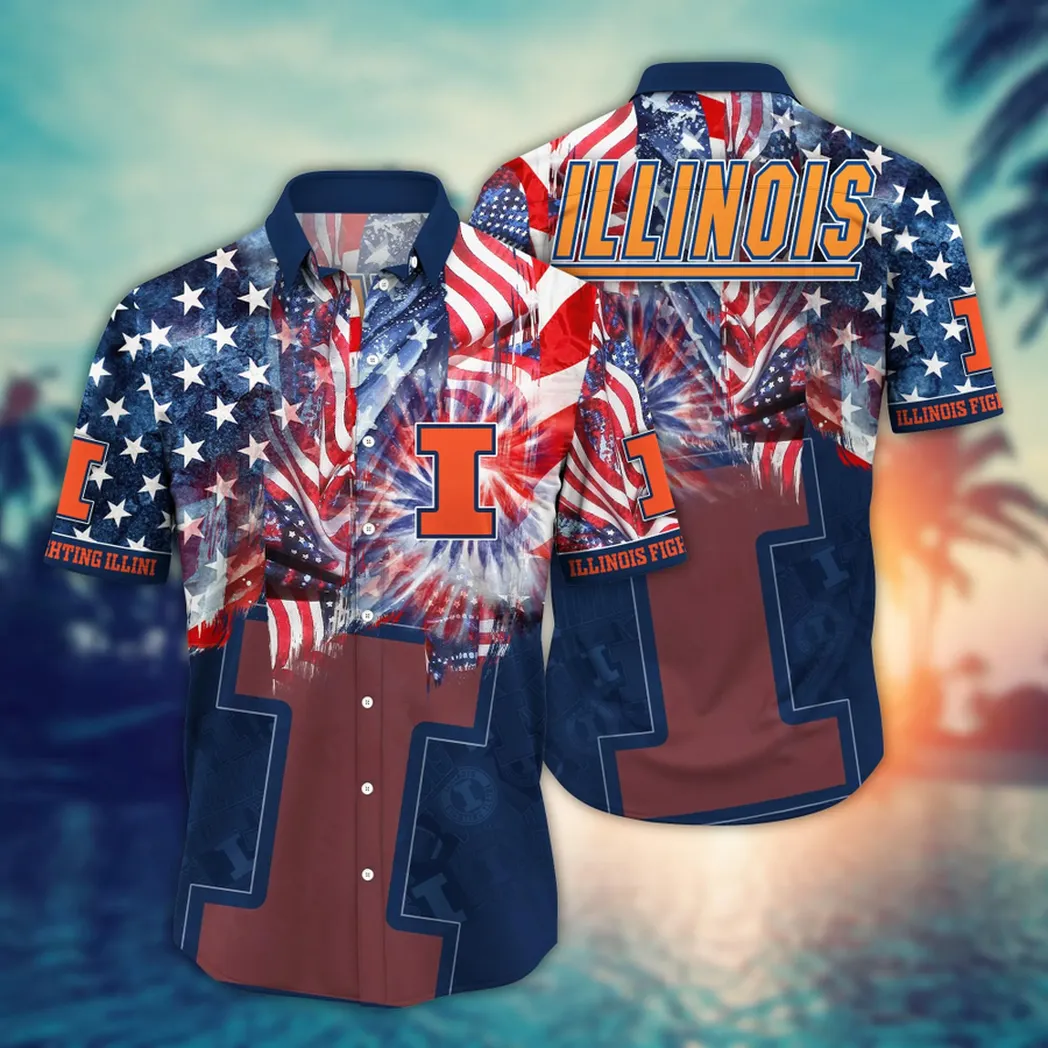 Illinois Fighting Illini NCAA Flower Aloha Hawaiian Shirt, Summer Football Shirts VPHWA2451154325