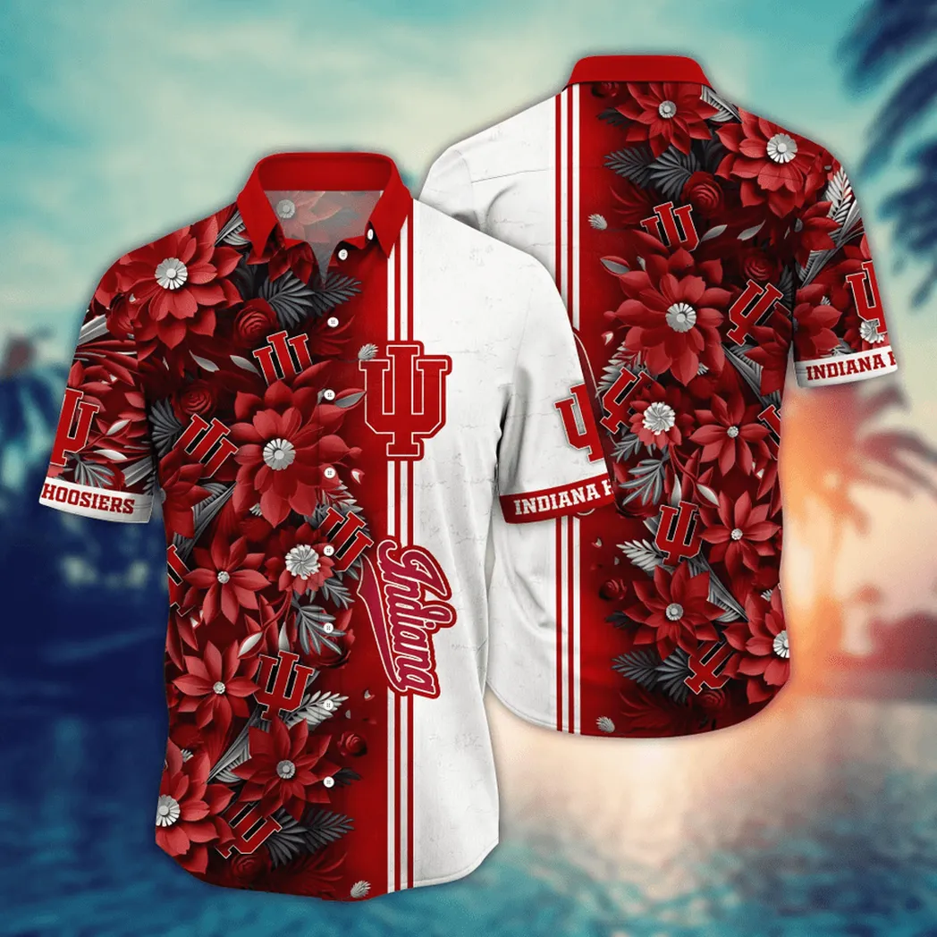 Indiana Hoosiers NCAA Flower Aloha Hawaiian Shirt, Custom Summer Football Shirts VPHWA2451153296