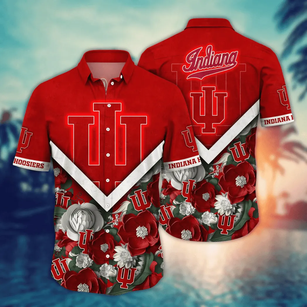 Indiana Hoosiers NCAA Flower Aloha Hawaiian Shirt, Custom Summer Football Shirts VPHWA2451153752