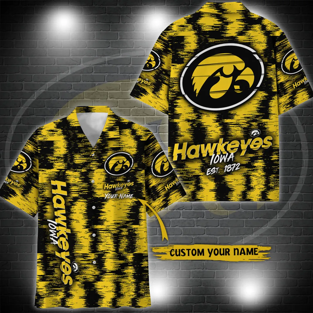 Iowa Hawkeyes Aloha Hawaiian Shirt Custom Your Name, Sport 3D Shirt, Gift For Fan VPHWA2451152042