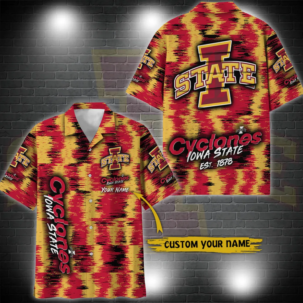 Iowa State Cyclones Aloha Hawaiian Shirt Custom Your Name, Sport 3D Shirt, Gift For Fan VPHWA2451152020