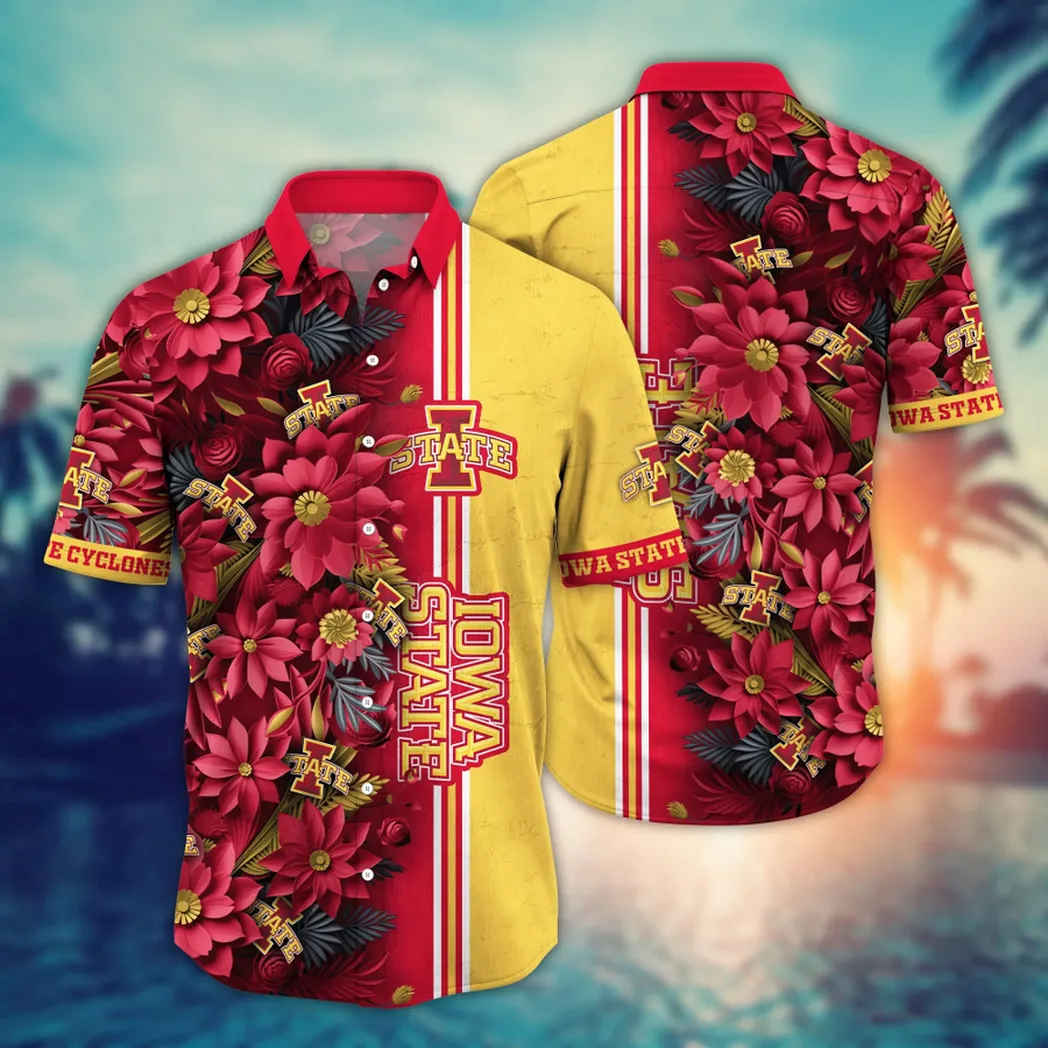 Iowa State Cyclones NCAA Flower Aloha Hawaiian Shirt, Custom Summer Football Shirts VPHWA2451153224