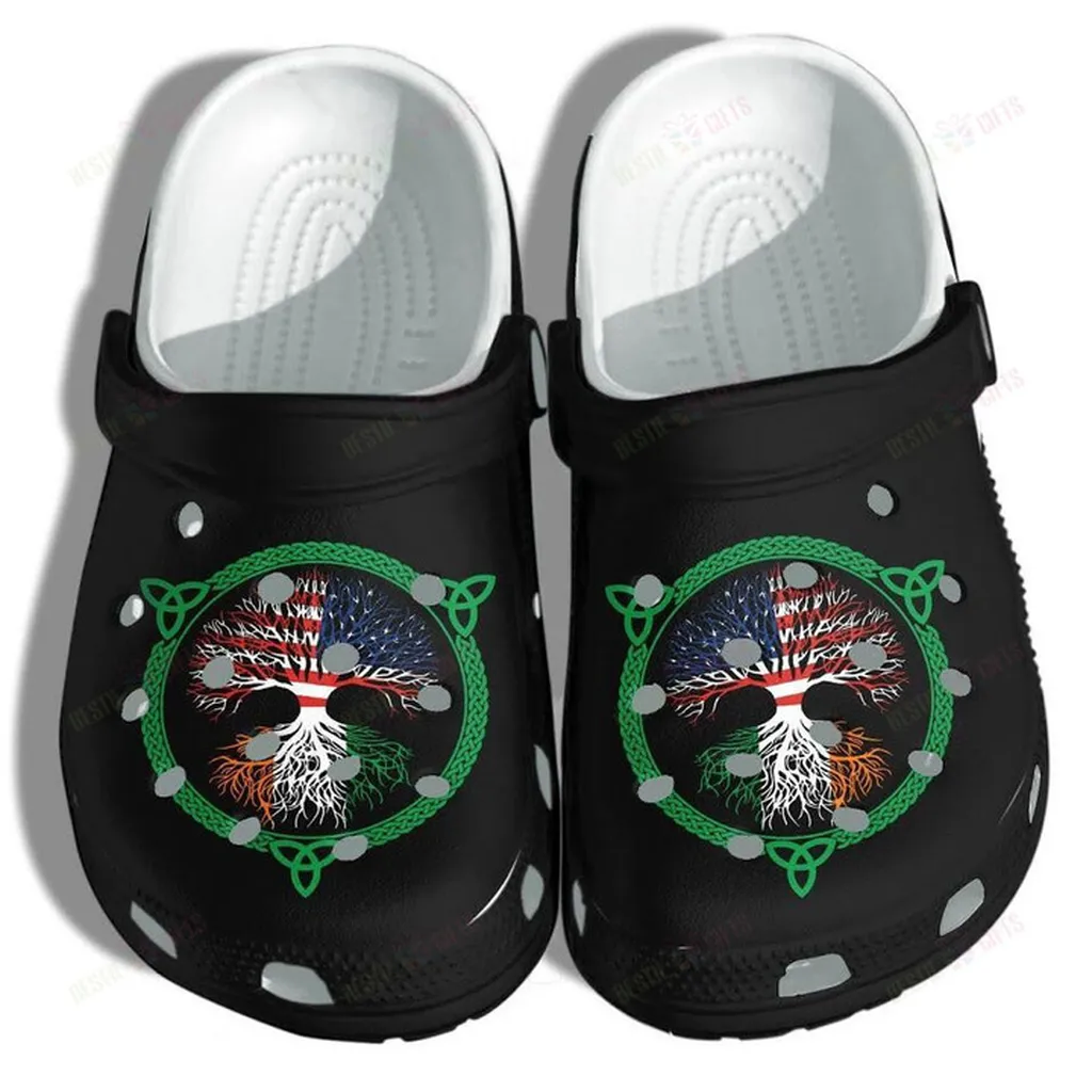 Irish American Flag Tree of Life Crocs, Personalized Crocs Classic Clogs