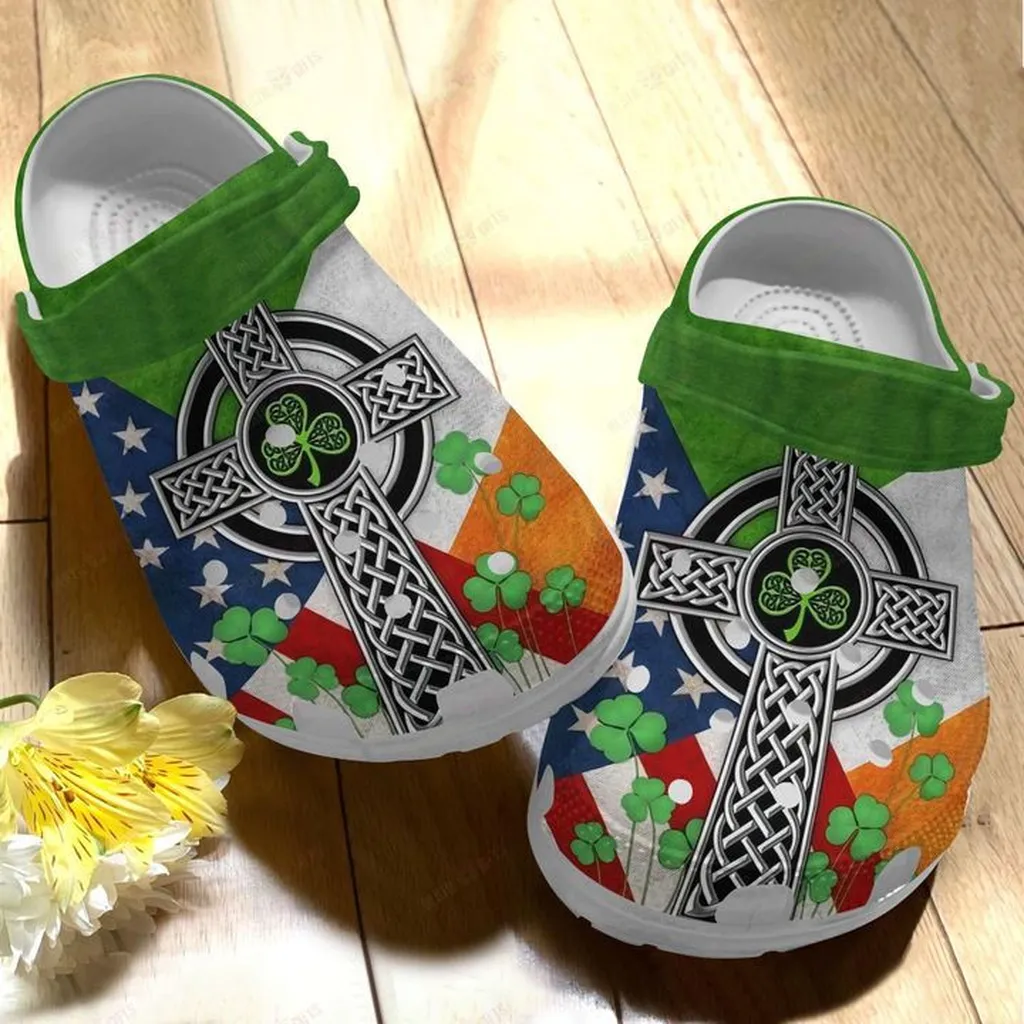 Irish White Sole Irish Flag Crocs, Personalized Crocs Classic Clogs