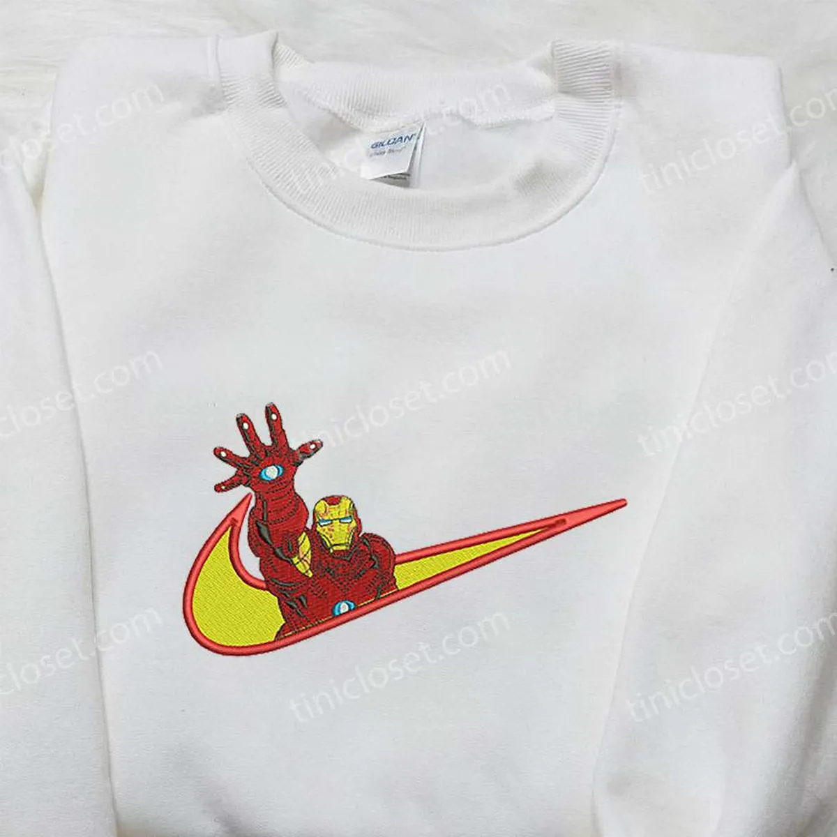 Iron-Man x Nike Embroidered Shirt, Nike Inspired Embroidered Hoodie, Marvel Embroidered Sweatshirt