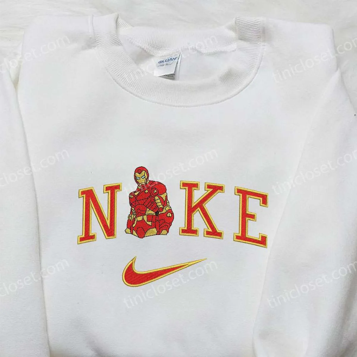 Iron-Man x Nike Embroidered Shirt, Nike Inspired Embroidered Hoodie, Marvel Embroidered Sweatshirt