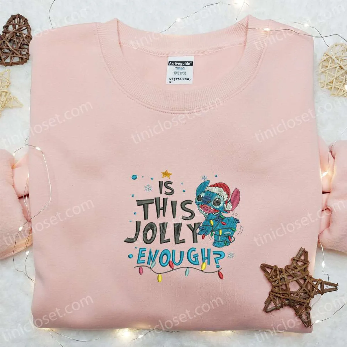 Is This Jolly Enough Stitch Xmas x Nike Embroidered Shirt, Christmas Embroidered Hoodie, Best Gifts For Family