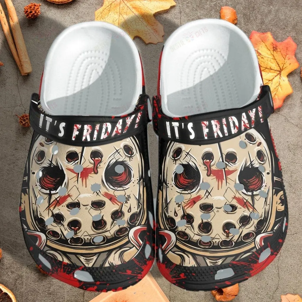 Its Friday Funny Jason Horror Halloween Creepy Jason Chibi Cute Crocs Classic Clogs