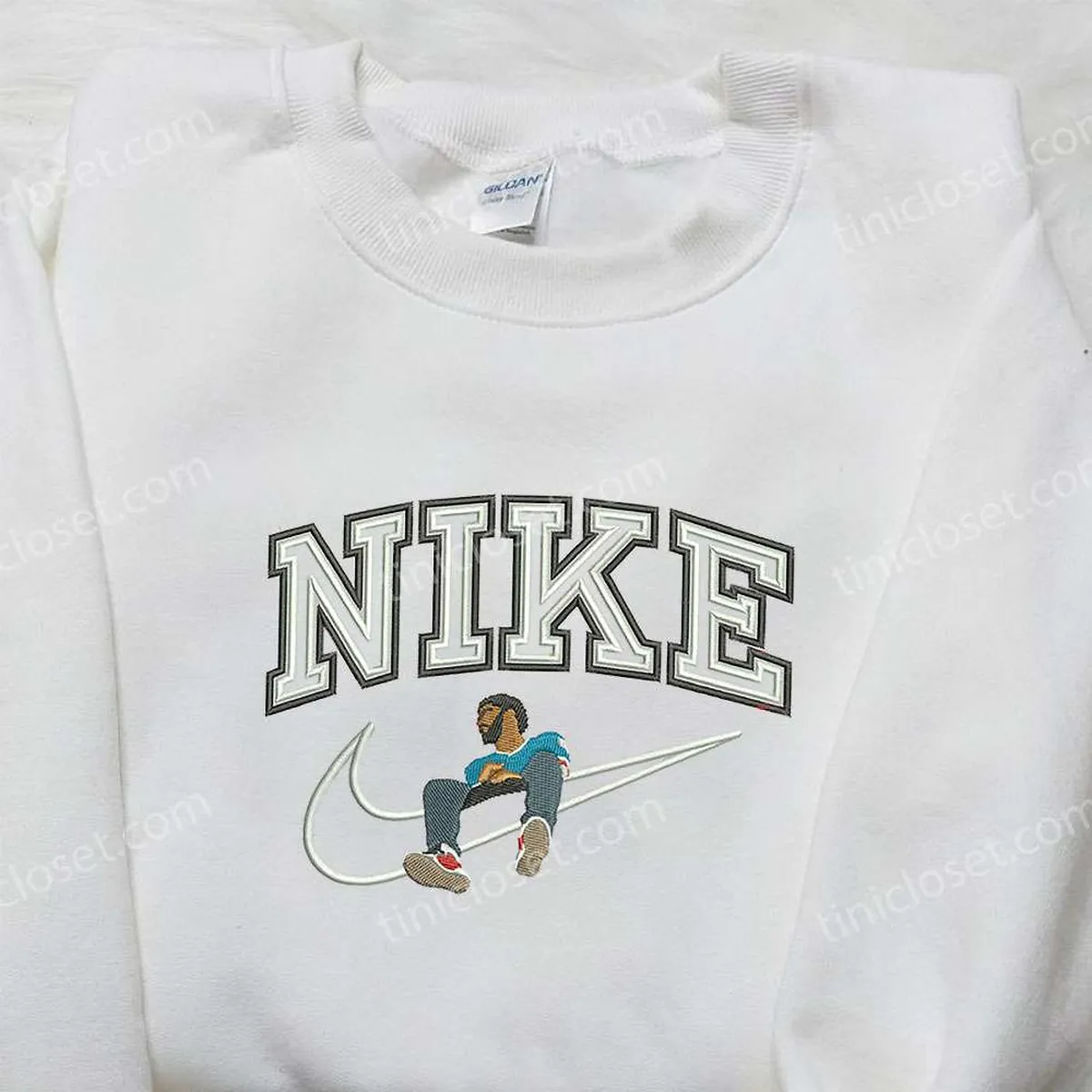 J Cole x Nike Embroidered Sweatshirt, Celebrity Embroidered Shirt, Nike Inspired Embroidered Shirt