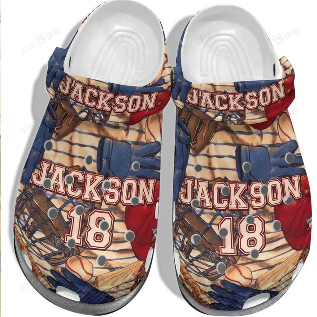 Jackson Funny Baseball Crocs Classic Clogs