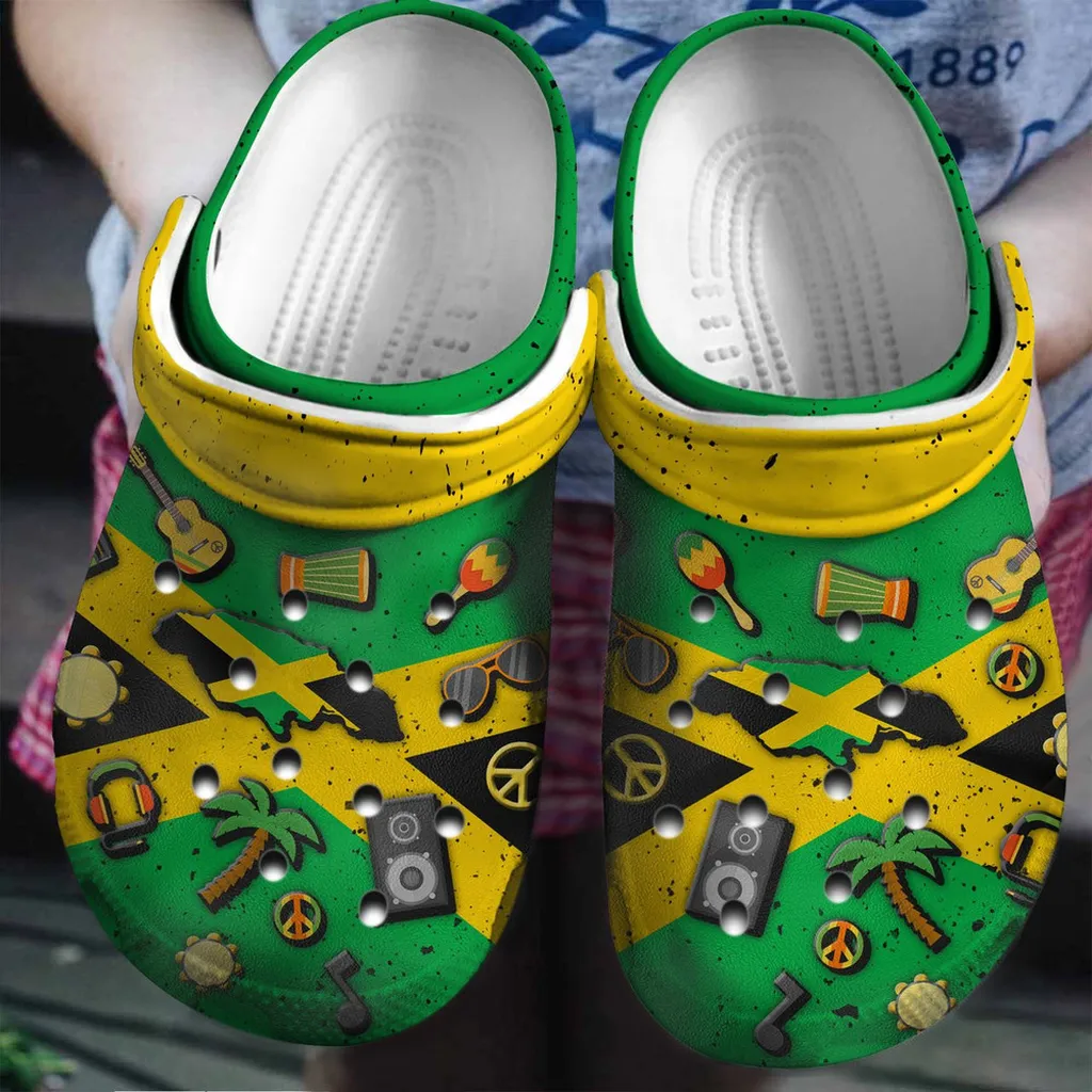 Jamaica Flag Symbol For Men And Women Gift For Fan Classic Water Rubber Crocs Clog