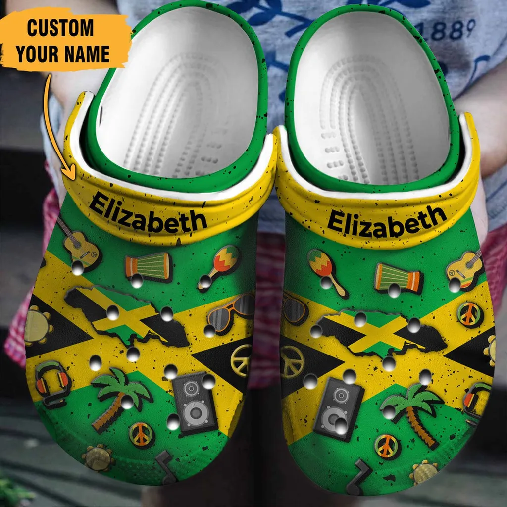 Jamaica Flag Symbols Gift For Fan Classic Water Rubber Crocs Clog