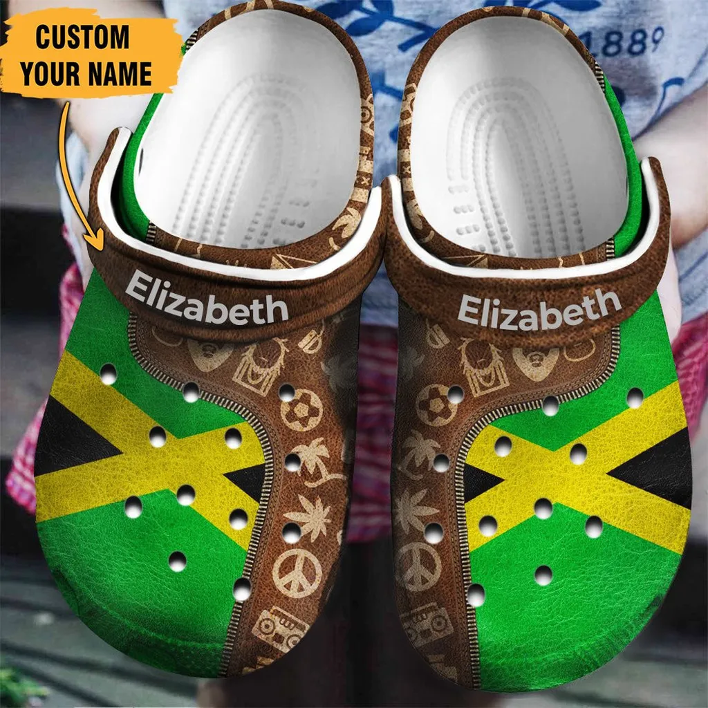 Jamaica Jamaican Flag And Symbols Zipper Gift For Fan Classic Water Rubber Crocs Clog