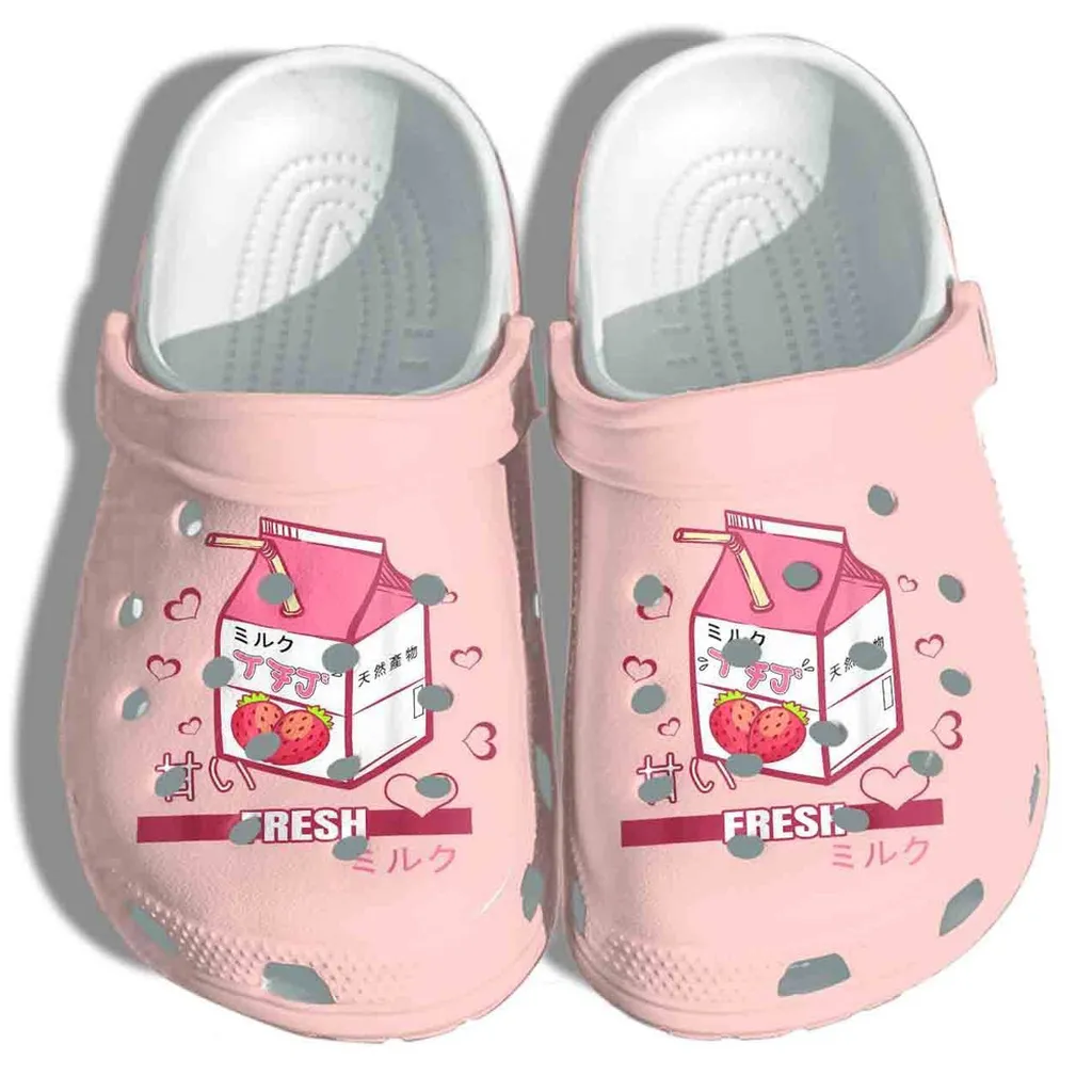 Japanese Fresh Juice Strawberry Gift For Lover Rubber Crocs Clog