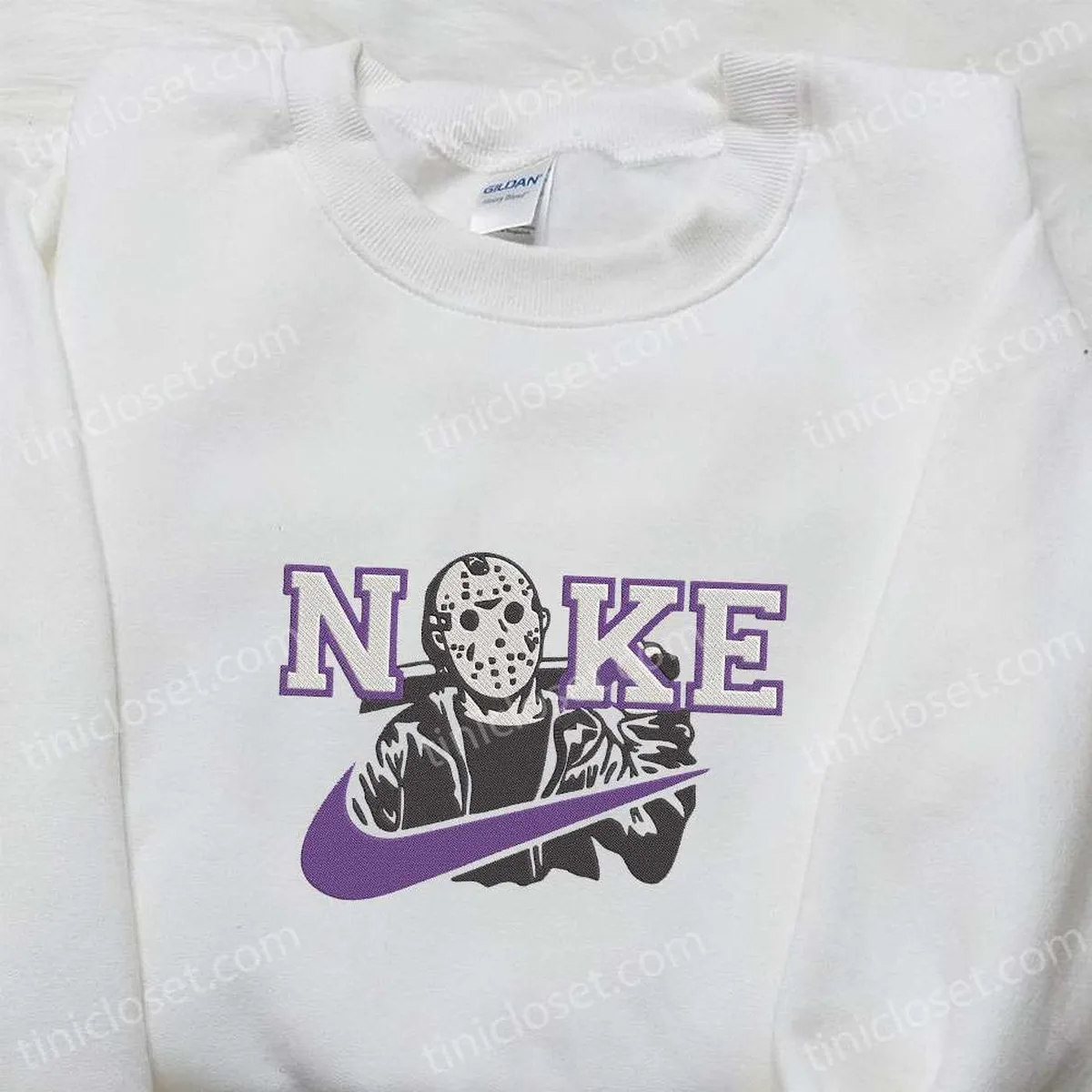 Jason Voorheer x Nike Embroidered Sweatshirt, Nike Inspired Embroidered Shirt, The Best Halloween Gift