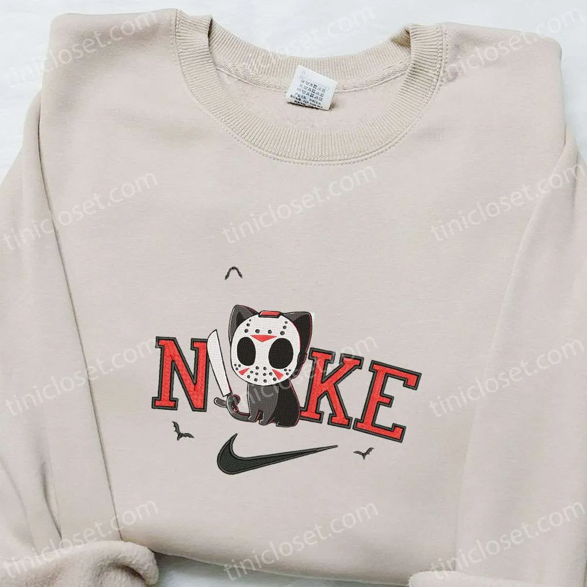 Jason Voorhees Cat x Nike Embroidered Sweatshirt, Horror Halloween Embroidered Shirt, Best Halloween Gift Ideas