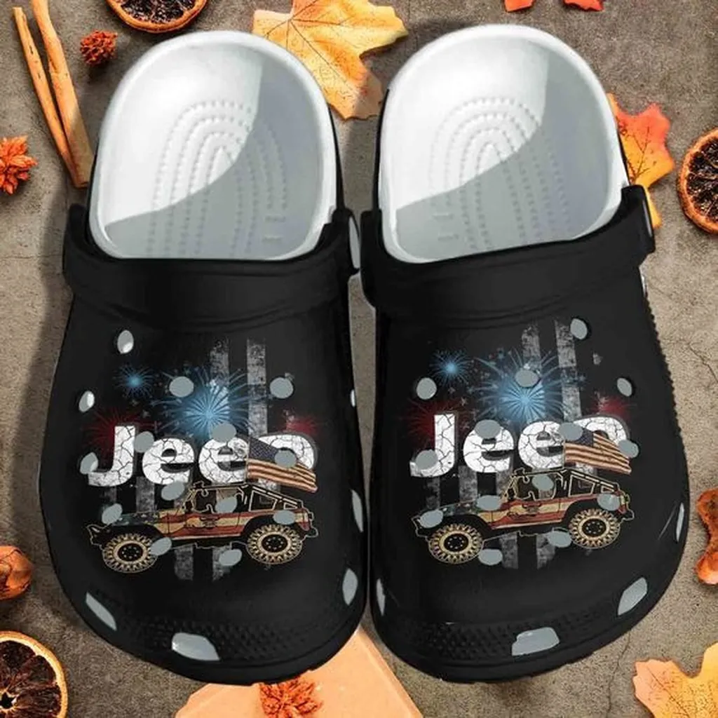 Jeep Car American Flag Gift Rubber Crocs Clog