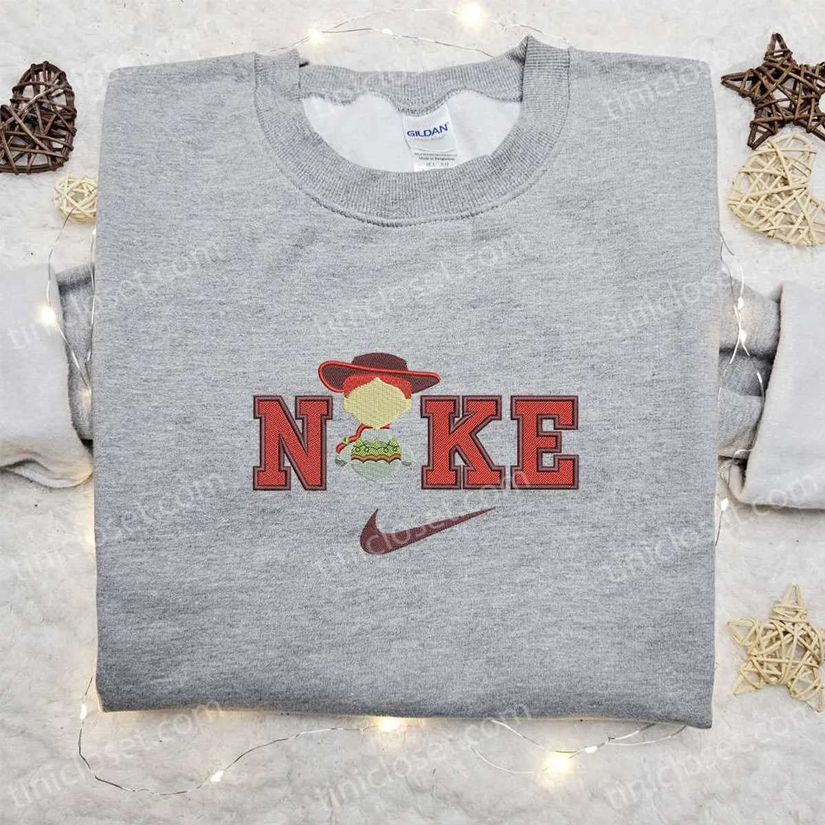 Jessi x Nike Cartoon Embroidered Shirt, Toy Story Embroidered Shirt, Nike Inspired Embroidered Shirt