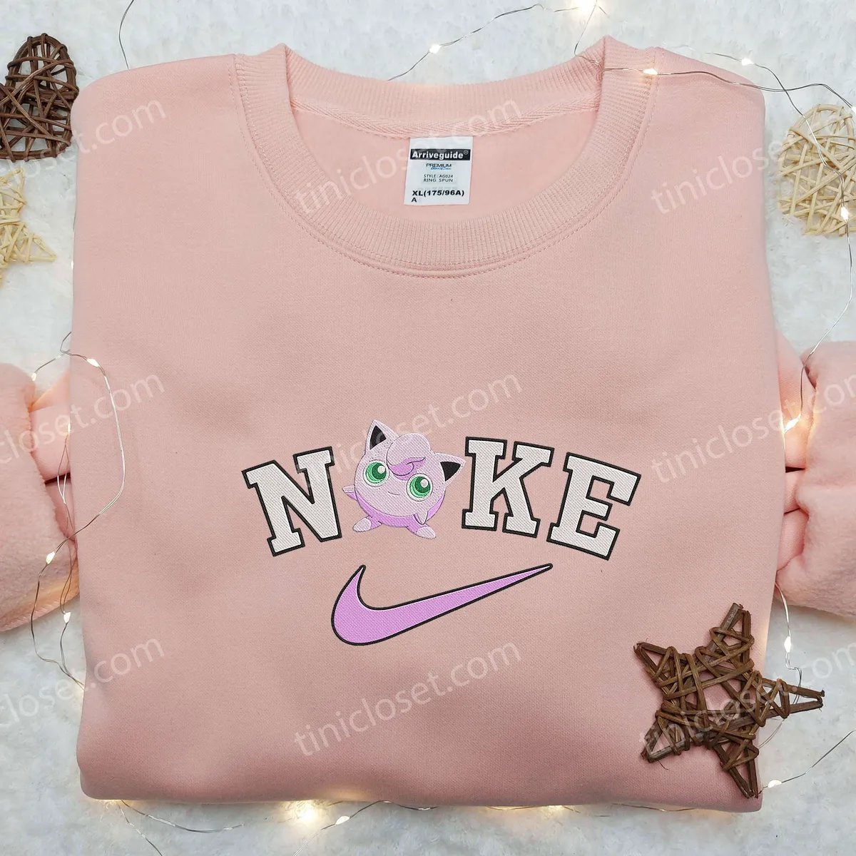 Jigglypuff Nike Embroidered Shirt, Pokemon Embroidered Sweatshirt, Custom Nike Embroidered Shirt