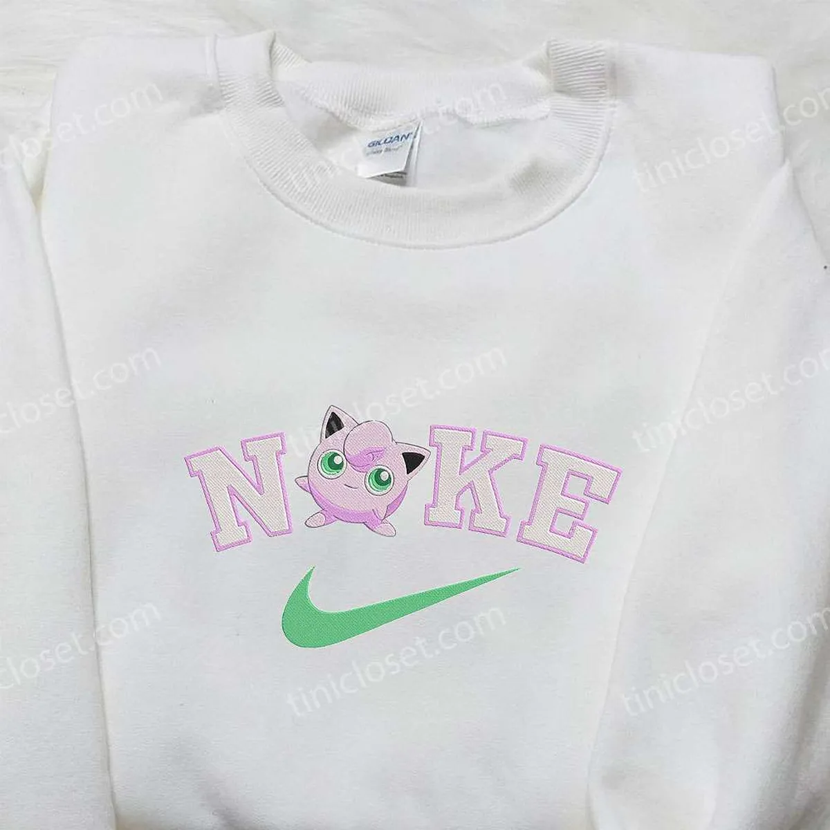 Jigglypuff x Nike Anime Embroidered Hoodie, Pokemon Embroidered Shirt, Nike Inspired Embroidered Shirt