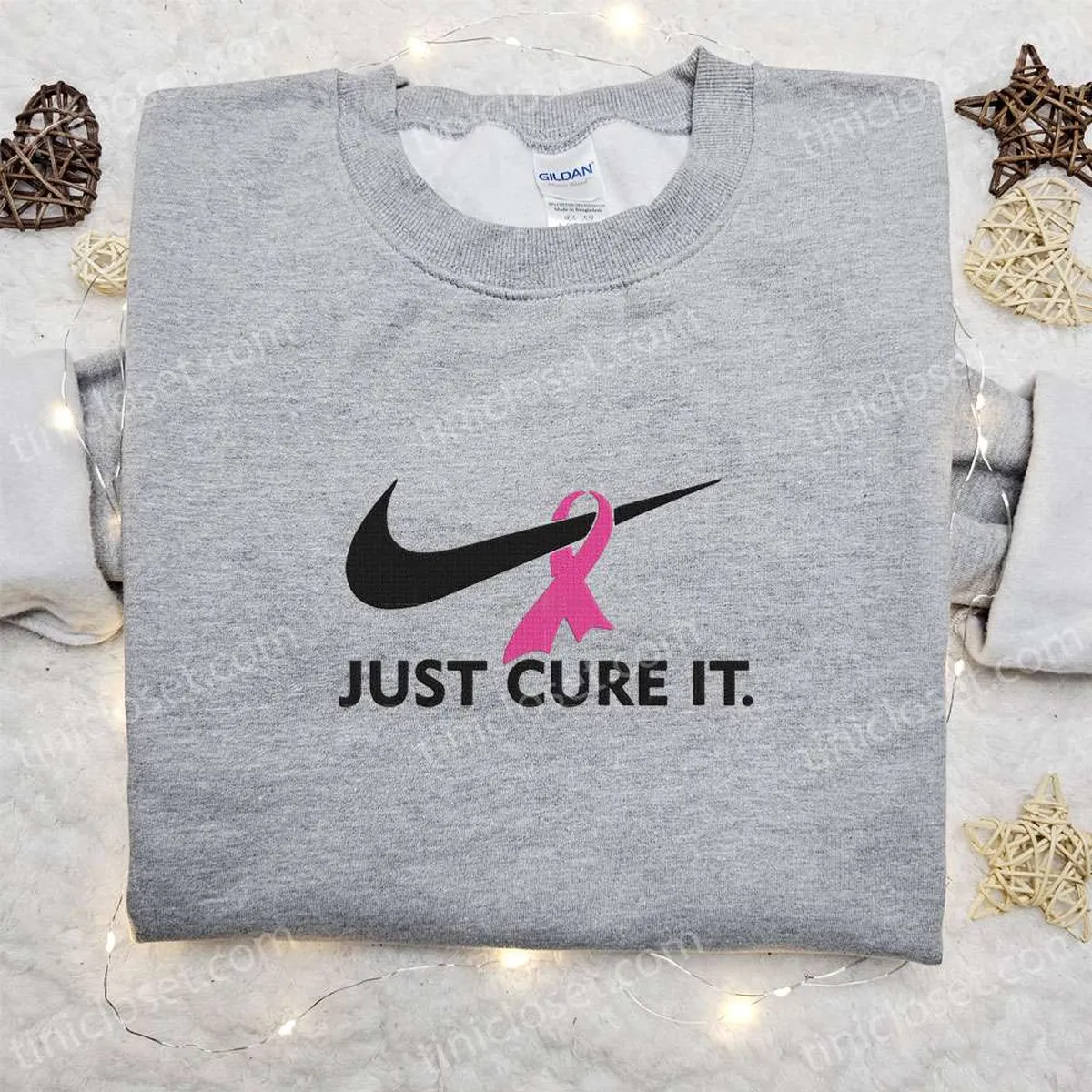 Just Cure It x Swoosh Embroidered Sweatshirt, Nike Inspired Embroidered Shirt, Best Birthday Gift Ideas for Family