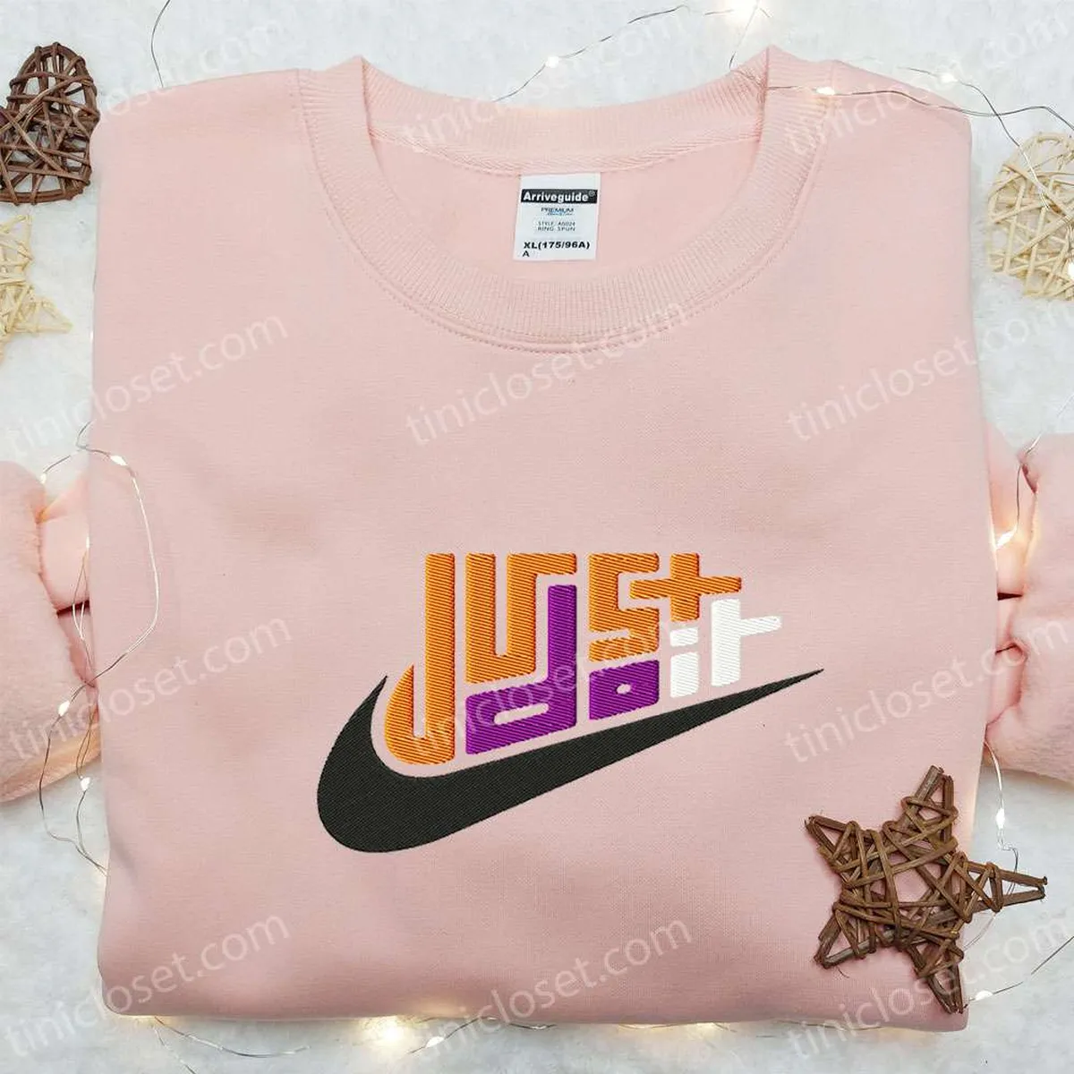 Just Do It x Nike Swoosh Embroidered Hoodie, Nike Inspired Embroidered Shirt, Best Gift for Family