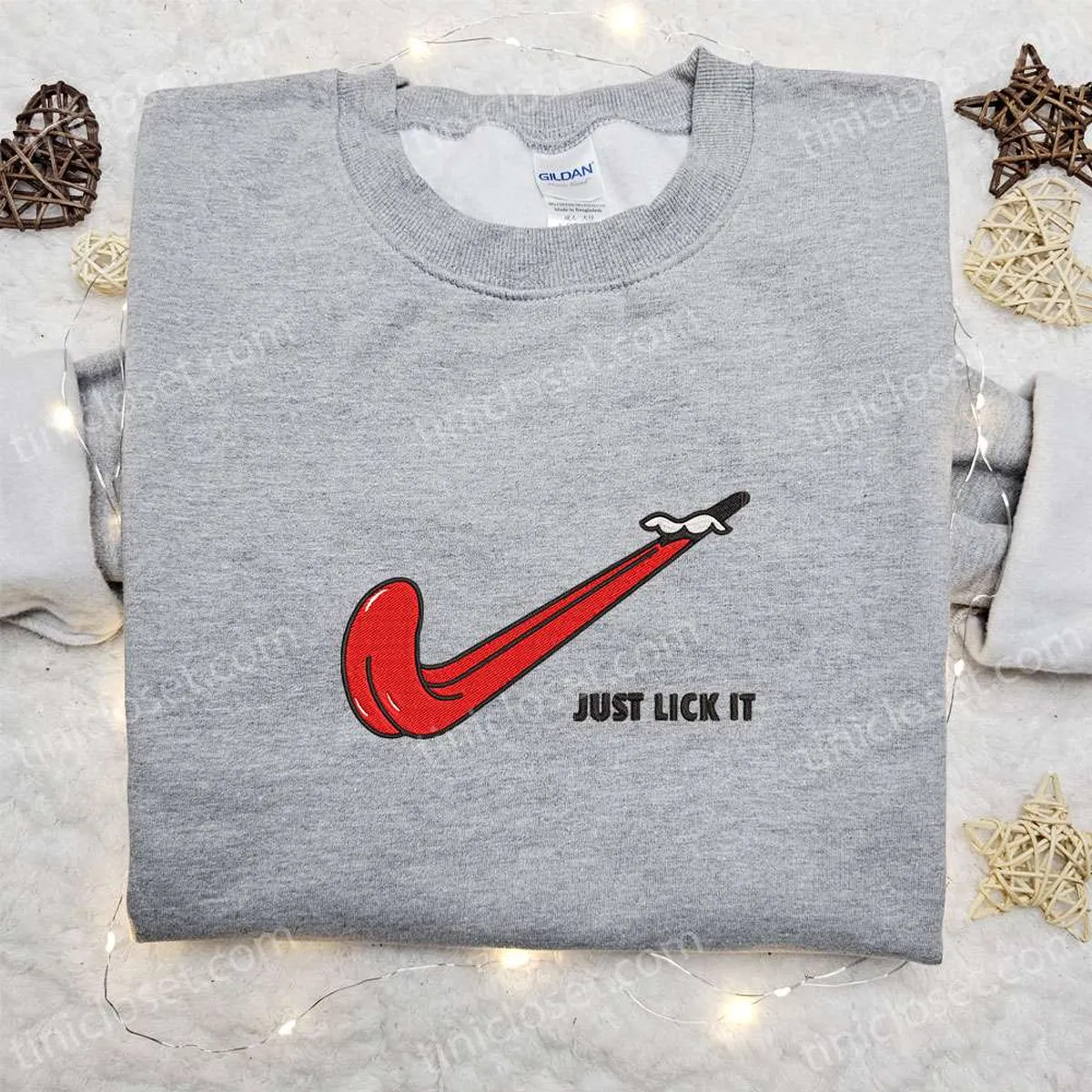 Just Lick It x Nike Swoosh Embroidered Shirt, Nike Inspired Embroidered Hoodie, Best Gifts For Family