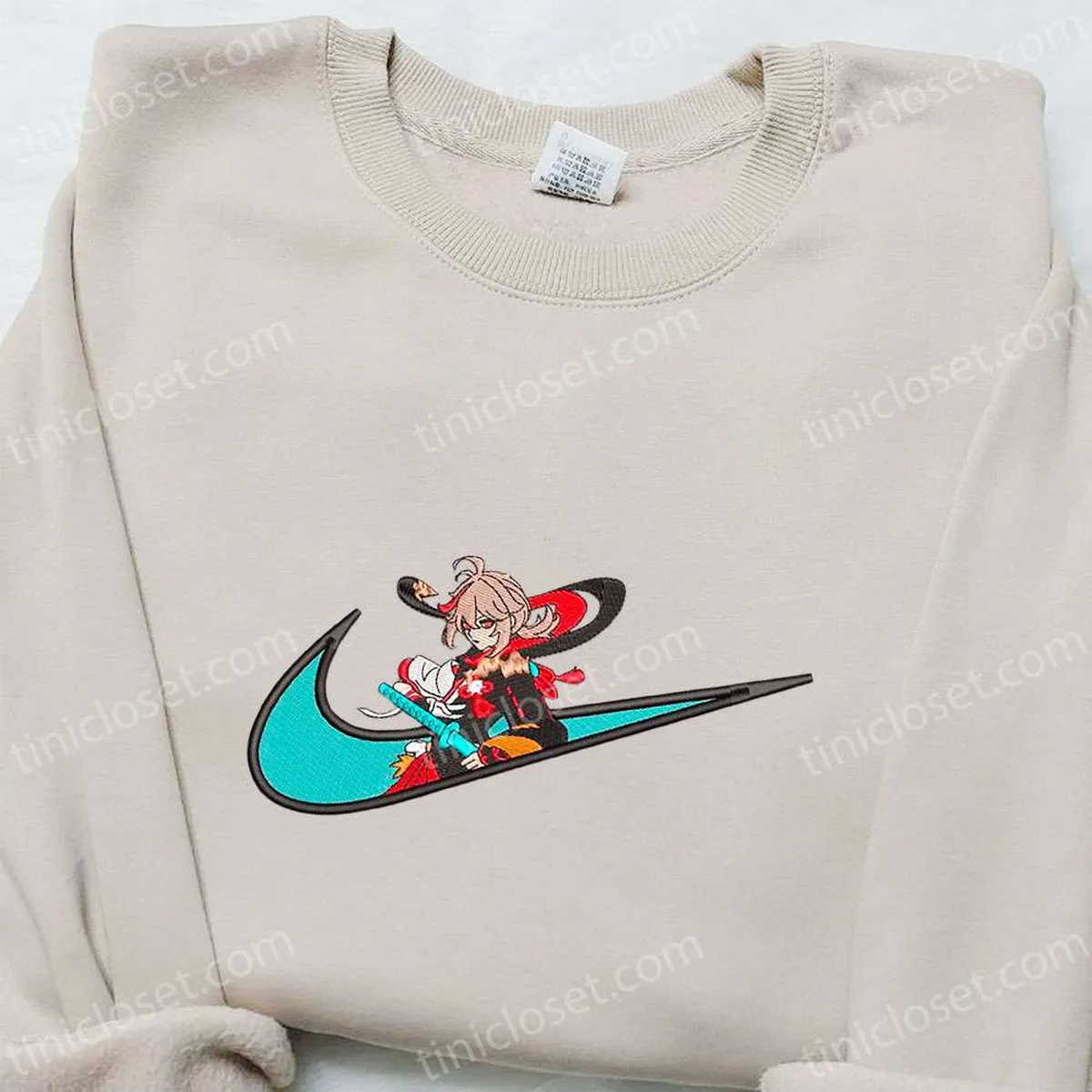 Kaedehara Kazuha x Swoosh Game Embroidered Hoodie, Cool Anime Clothing, Best Gift Ideas for Family